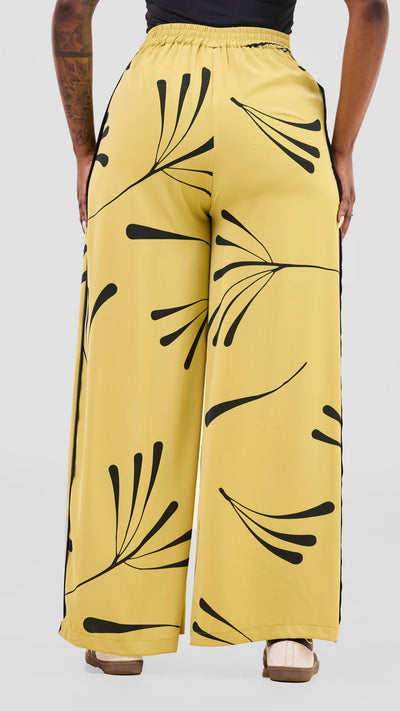 Vivo Nuru Side Panel Wide Leg Pants - Lime / Black Uru Print