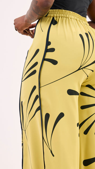 Vivo Nuru Side Panel Wide Leg Pants - Lime / Black Uru Print