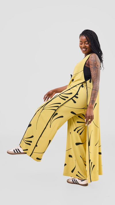 Vivo Nuru Side Panel Wide Leg Pants - Lime / Black Uru Print