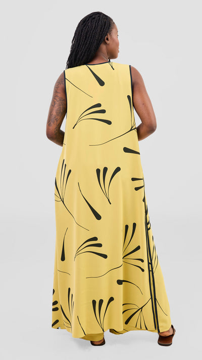Vivo Nuru Sleeveless Maxi Kimono - Lime / Black Uru Print