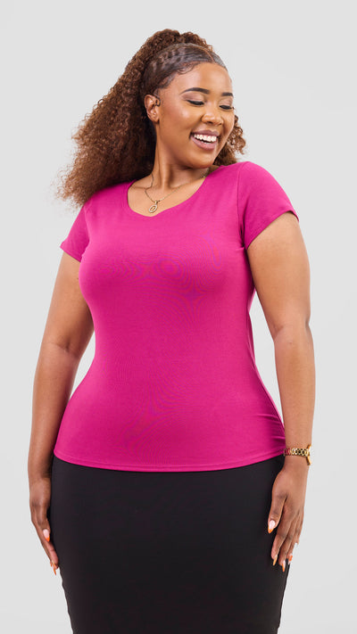 Vivo Everyday Cap Sleeve Top - Fuschia