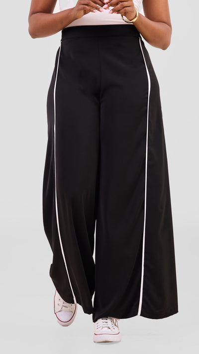 Vivo Nuru Side Panel Wide Leg Pants - Black