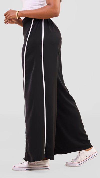 Vivo Nuru Side Panel Wide Leg Pants - Black