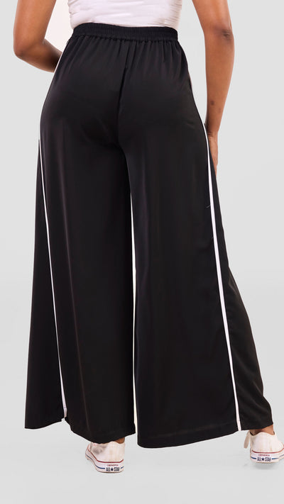 Vivo Nuru Side Panel Wide Leg Pants - Black