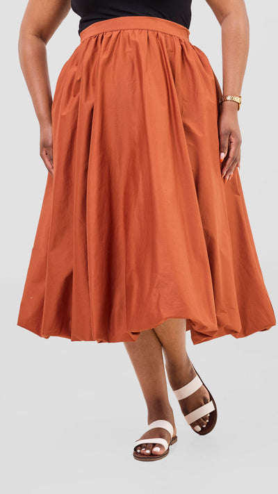 Safari Solana Bubble Midi Skirt - Rust
