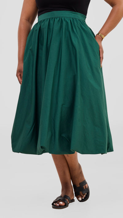 Safari Solana Bubble Midi Skirt - Dark Green