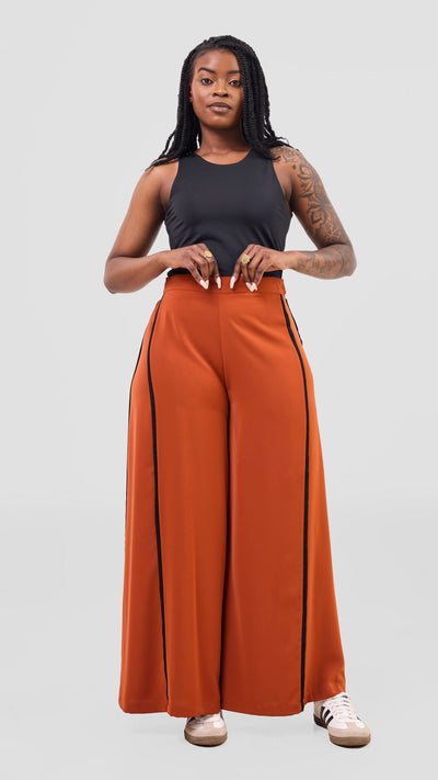 Vivo Nuru Side Panel Wide Leg Pants - Rust
