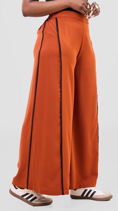 Vivo Nuru Side Panel Wide Leg Pants - Rust