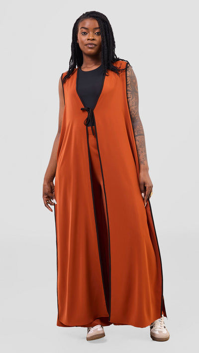 Vivo Nuru Sleeveless Maxi Kimono - Rust