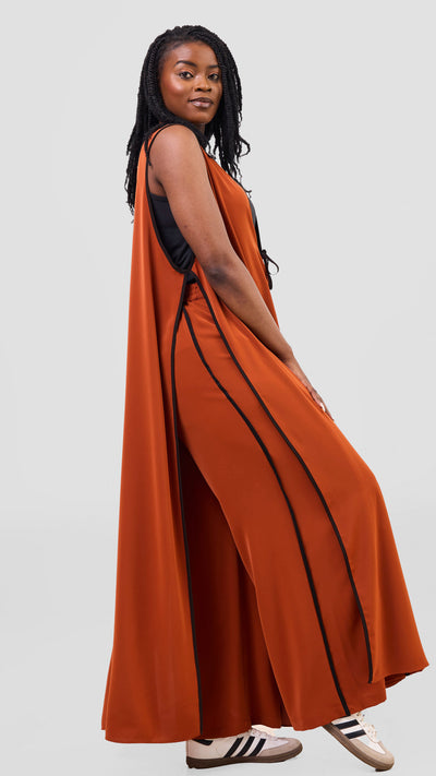 Vivo Nuru Sleeveless Maxi Kimono - Rust