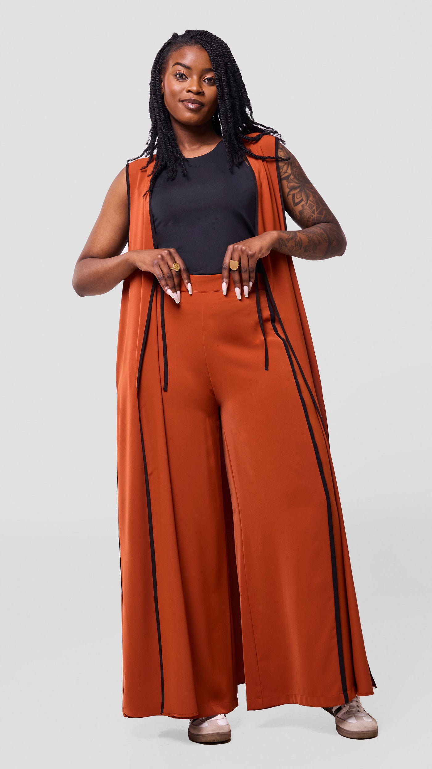 Vivo Nuru Side Panel Wide Leg Pants - Rust