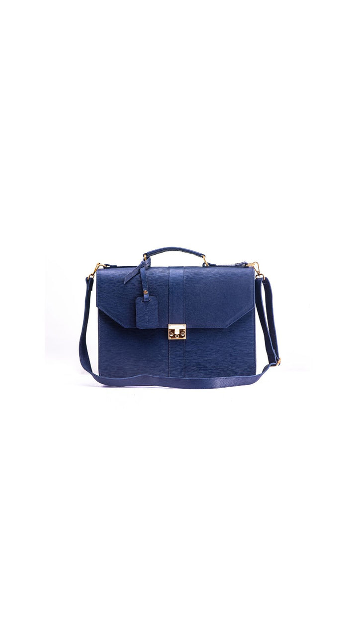 Detail Africa Naju Breifcase Navy Blue Textured - Navy Blue