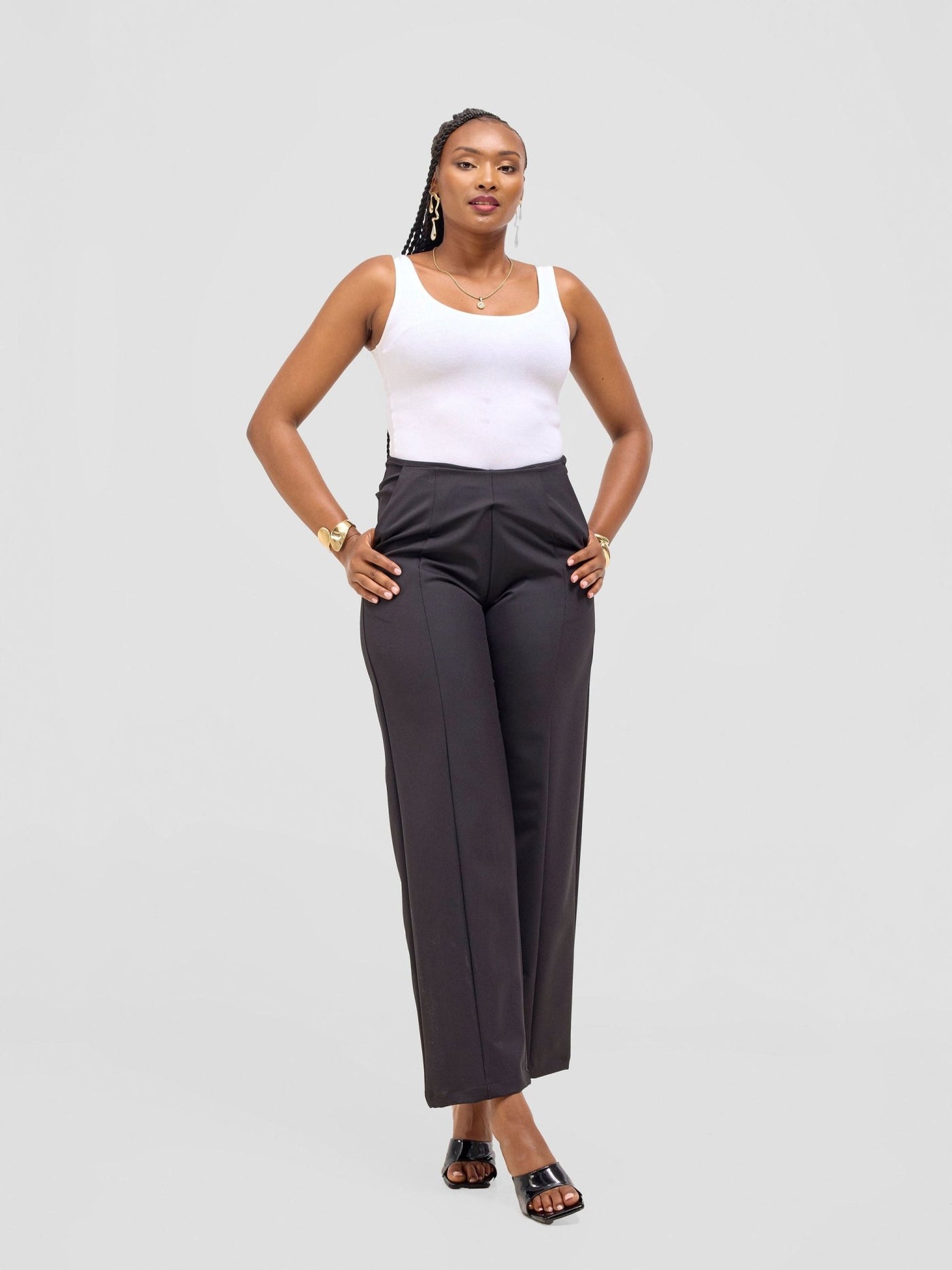 Vivo Chari Straight Leg Pants - Black - Shopzetu