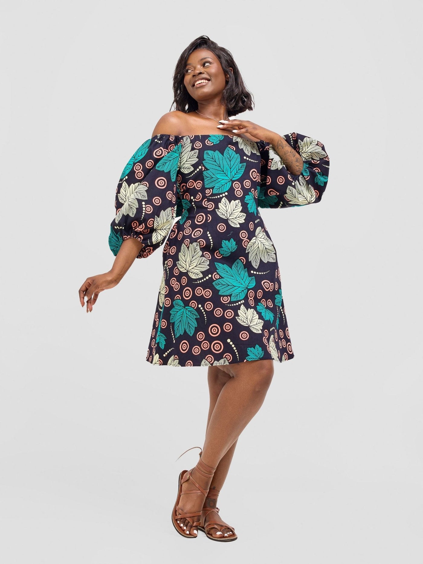 Safari Njano Front Tie Dress - Lira - Shopzetu