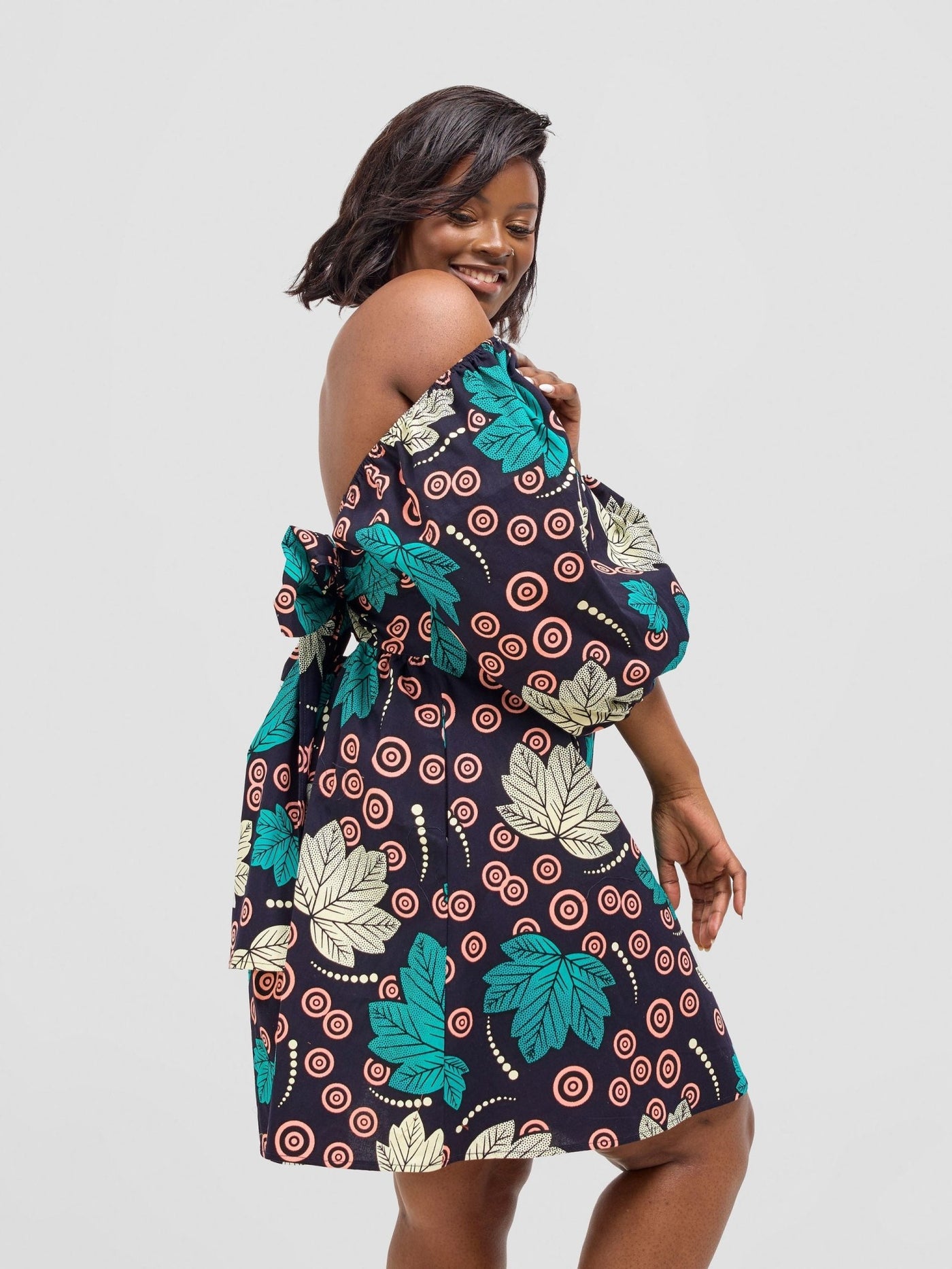 Safari Njano Front Tie Dress - Lira - Shopzetu