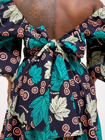 Safari Njano Front Tie Dress - Lira - Shopzetu