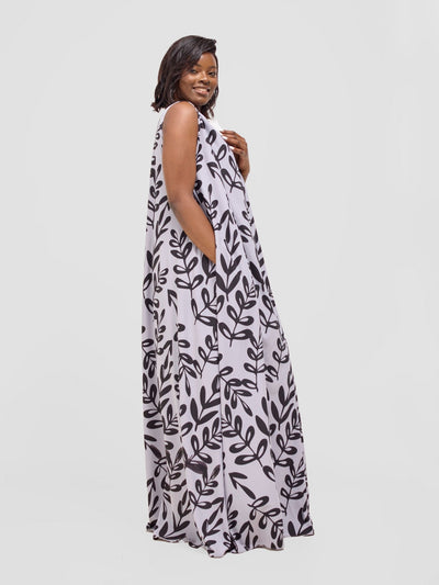 Vivo Ava Tent Maxi Dress - Grey / Black Jilo Print - Shopzetu