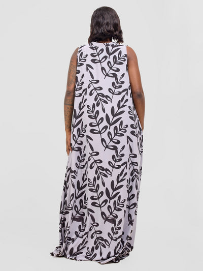 Vivo Ava Tent Maxi Dress - Grey / Black Jilo Print - Shopzetu
