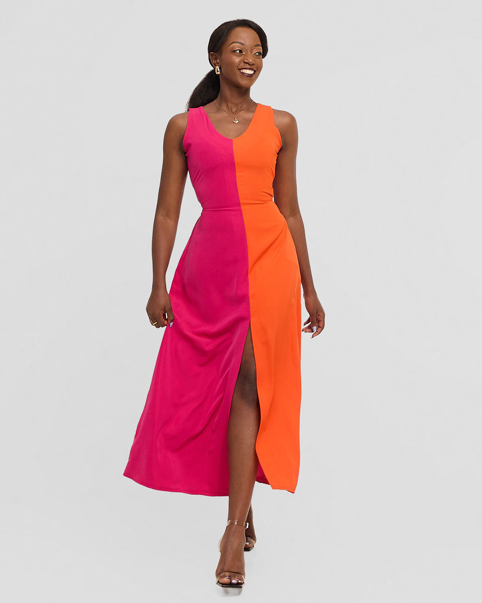 Maria Dress - Orange / Pink