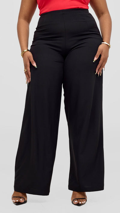 Vivo Kani Wide Leg Pants - Black - Shopzetu