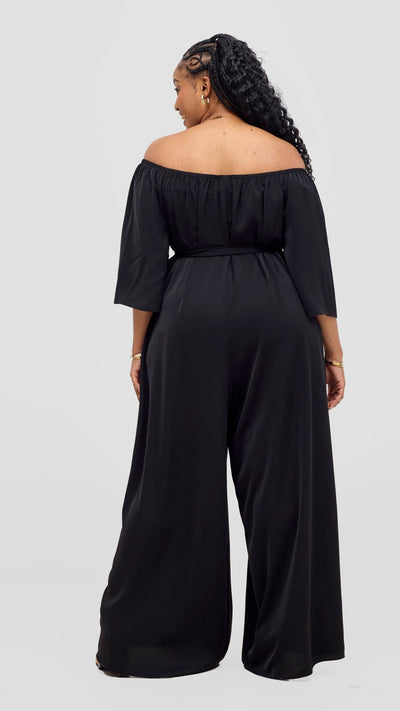 Vivo Zahari 3/4 Sleeve Off - Shoulder Jumpsuit - Black - Shopzetu