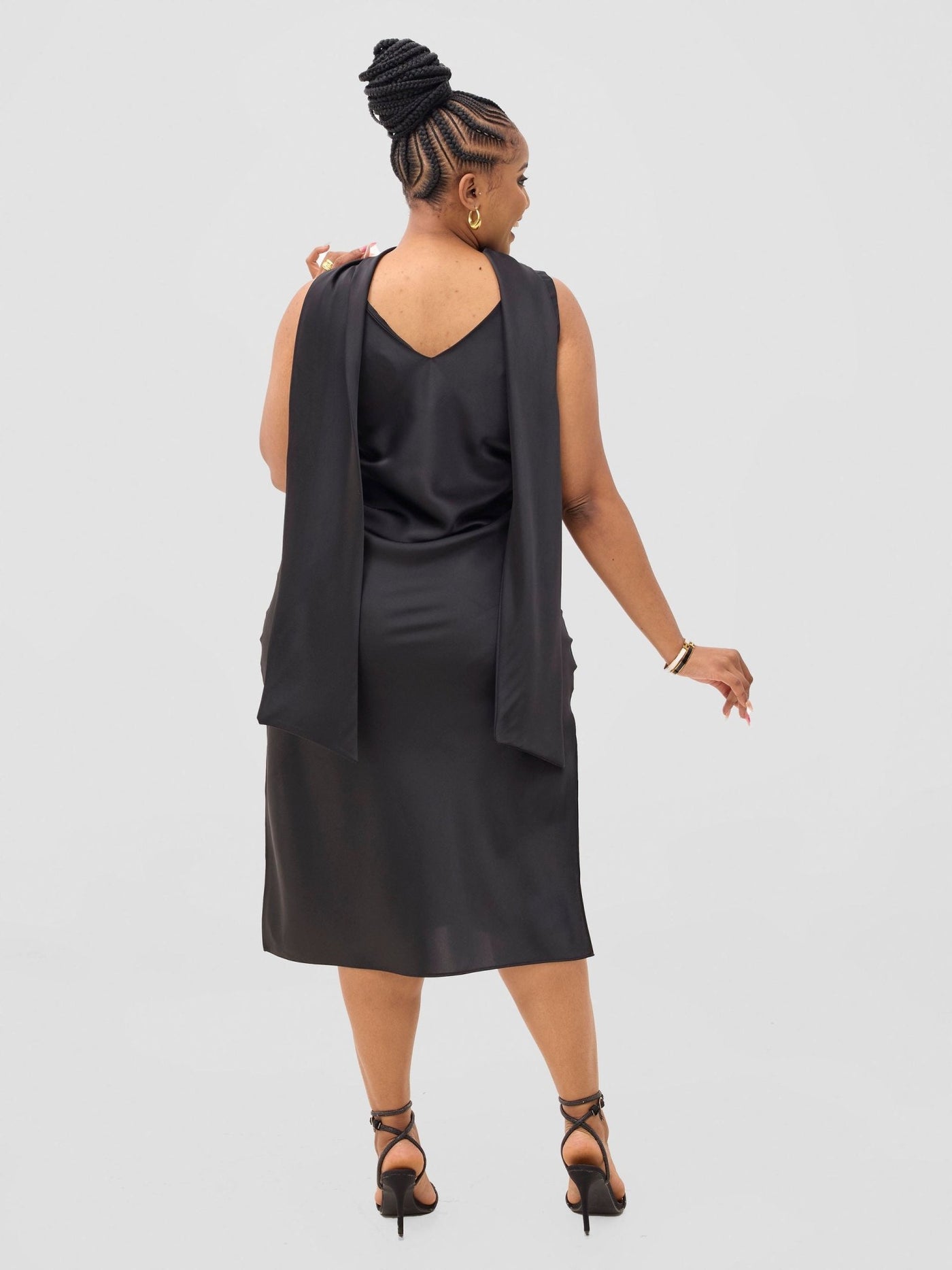 Vivo Yene V Neck Slip Dress - Black - Shopzetu