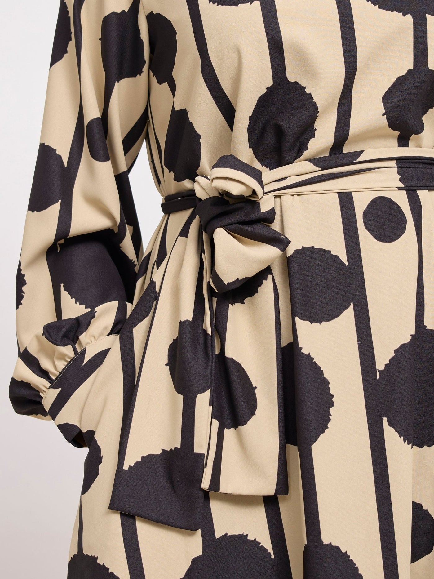 Vivo Serwa Tent Dress - Taupe / Black Doti Print - Shopzetu