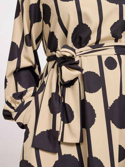 Vivo Serwa Tent Dress - Taupe / Black Doti Print - Shopzetu