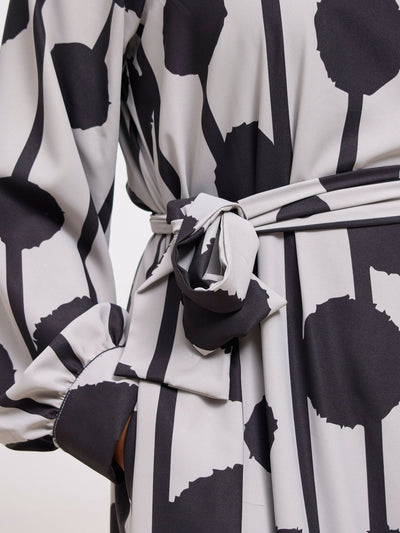 Vivo Serwa Tent Dress - Ash Grey / Black Doti Print - Shopzetu