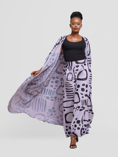 Vivo Ayla Maxi Kimono - Lilac / Black Hawa Print - Shopzetu