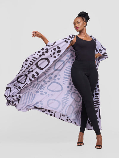 Vivo Ayla Maxi Kimono - Lilac / Black Hawa Print - Shopzetu