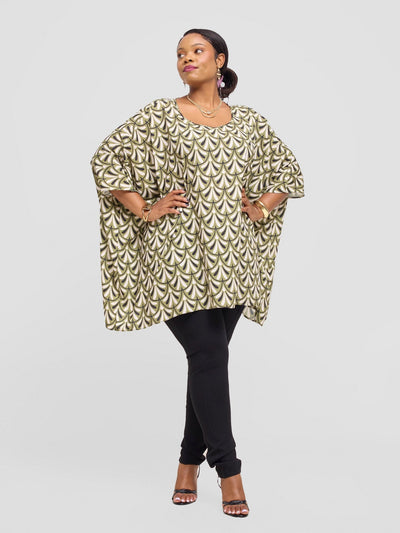 Vivo Liv Wide Crepe Top - Hunters / Black Mandy Print - Shopzetu