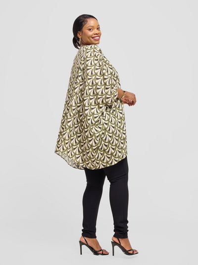 Vivo Liv Wide Crepe Top - Hunters / Black Mandy Print - Shopzetu