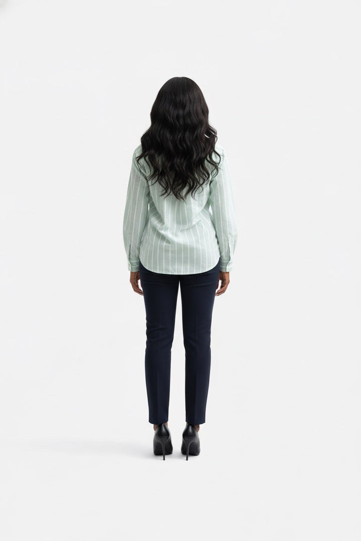 Stylish Sisters Classic Button Down Shirt - Green & White