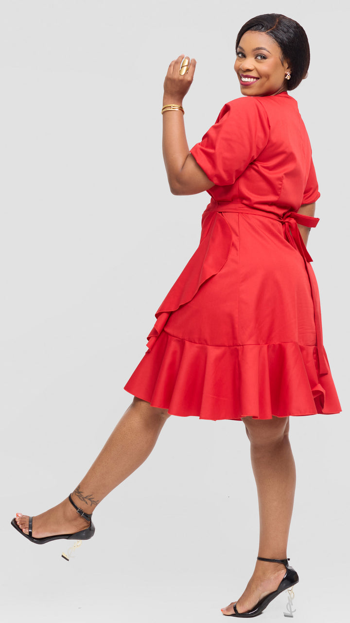 Lizola Violet Wrap Dress - Red