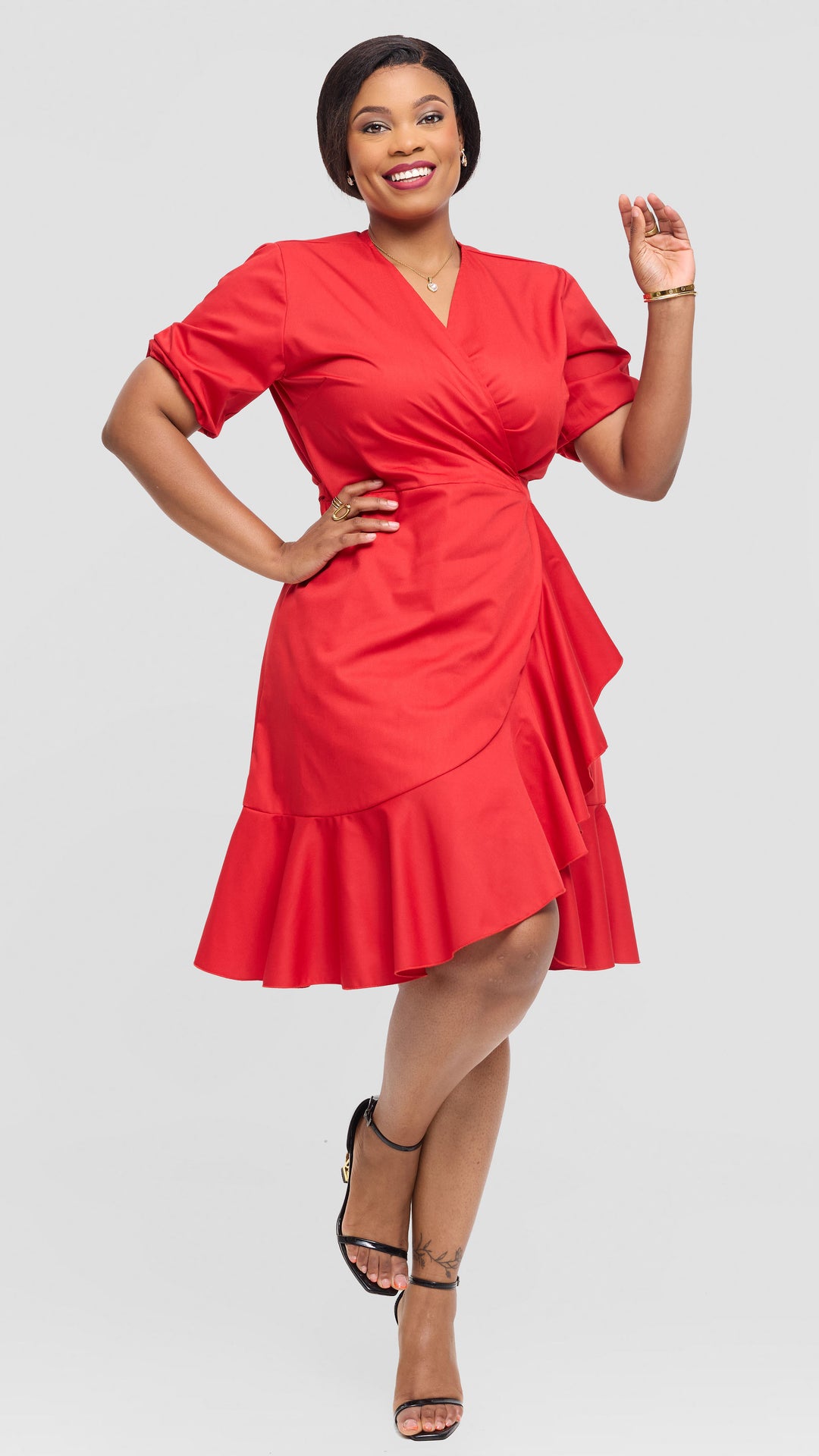 Lizola Violet Wrap Dress - Red