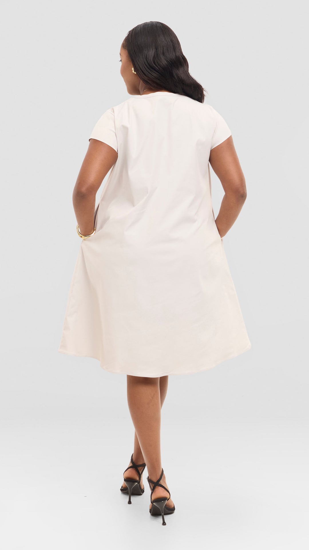 The Ivory Breeze Pocket Shift Dress - Beige