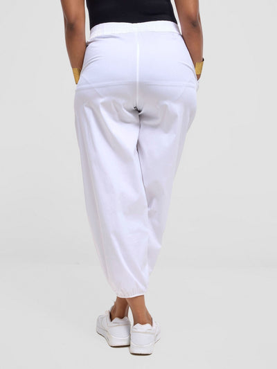Safari Sizani Barrel Pants - White - Shopzetu