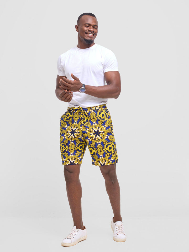 Safari Men's Kitenge Drawstring Shorts - Keri Print