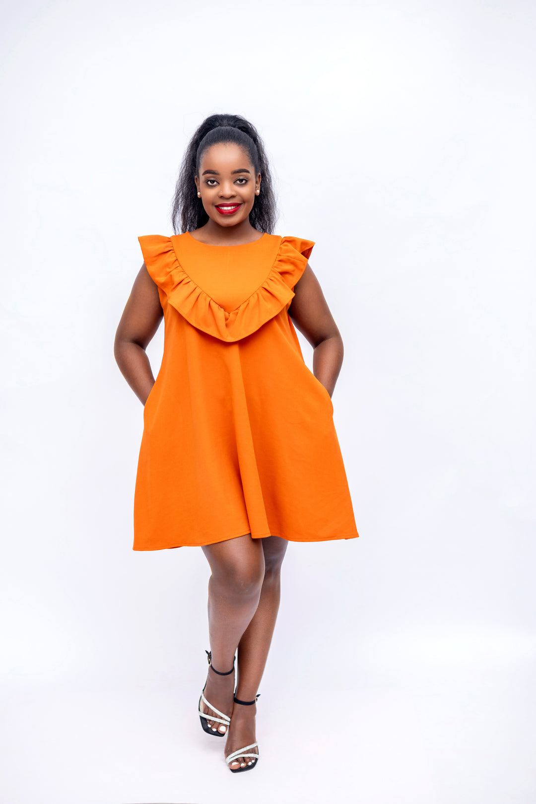 Navaa Collection A-line Nuru Dress - Burnt Orange ( Breastfeeding-friendly)