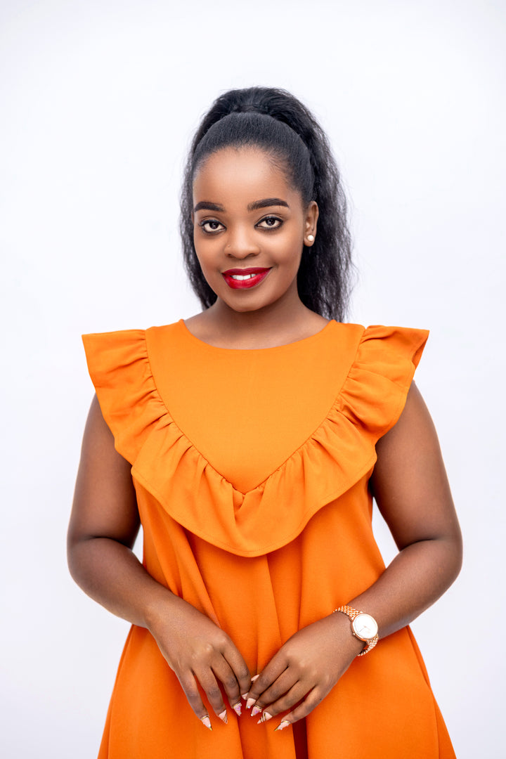 Navaa Collection A-line Nuru Dress - Burnt Orange ( Breastfeeding-friendly)