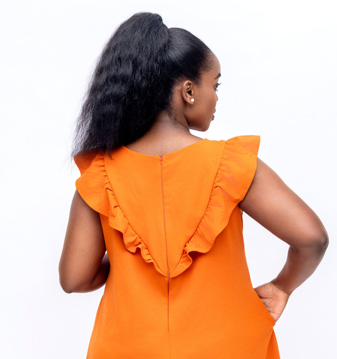 Navaa Collection A-line Nuru Dress - Burnt Orange ( Breastfeeding-friendly)