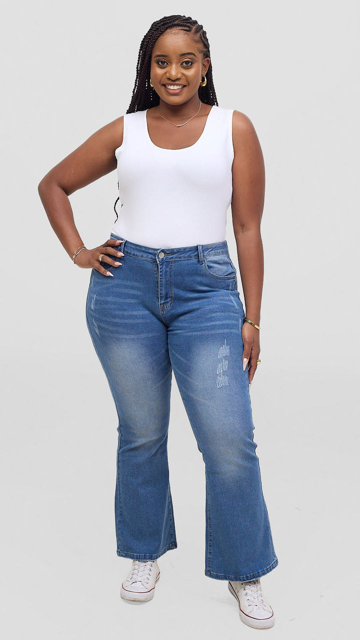 The Fashion Frenzy Liora High Rise Flare Jean - Blue