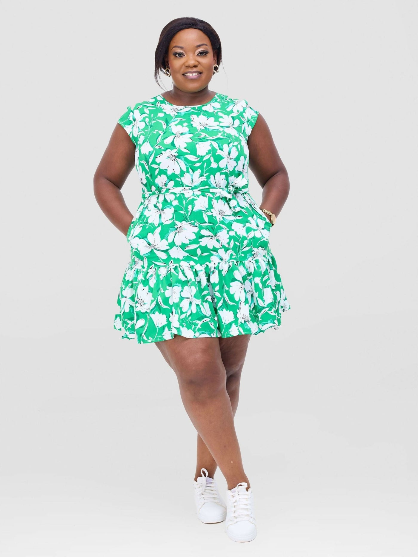 Lizola Ugoulo Shirt Dress - Green / White / Black - Shopzetu