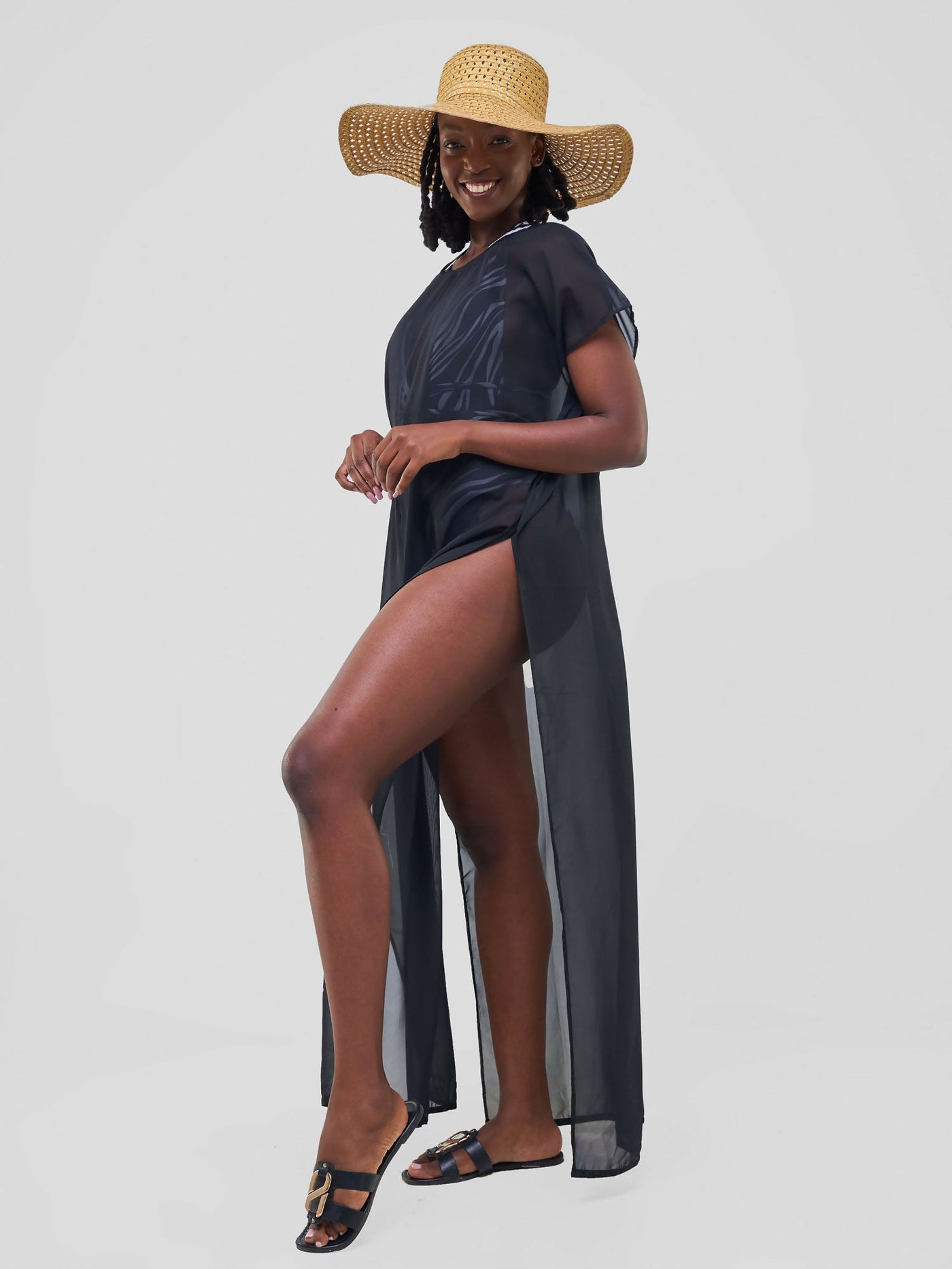 Amani Coverup Kimono - Black - Shopzetu