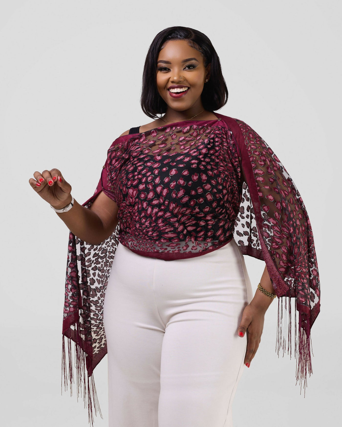 Accessorize With Style Exclusive Poncho - Burgundy
