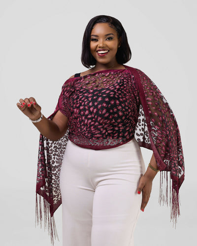 Accessorize With Style Exclusive Poncho - Burgundy