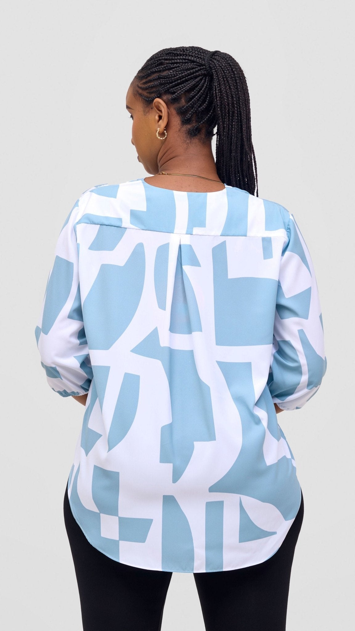 Vivo Dua Shirt - White / Mint Dashen Print - Shopzetu