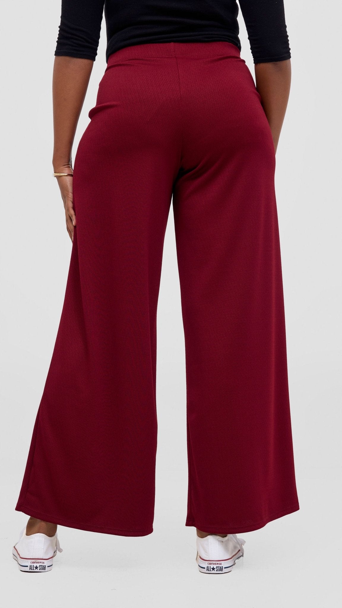 Vivo Chela Wide Leg Pants - Maroon - Shopzetu