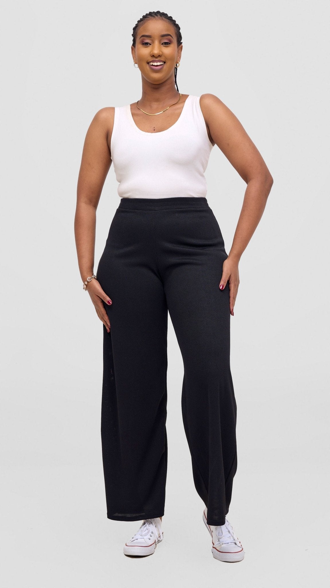 Vivo Rema Straight Leg Pants - Black - Shopzetu